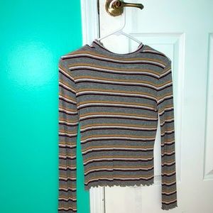 (Used) Striped form fitting long sleeved shirt.